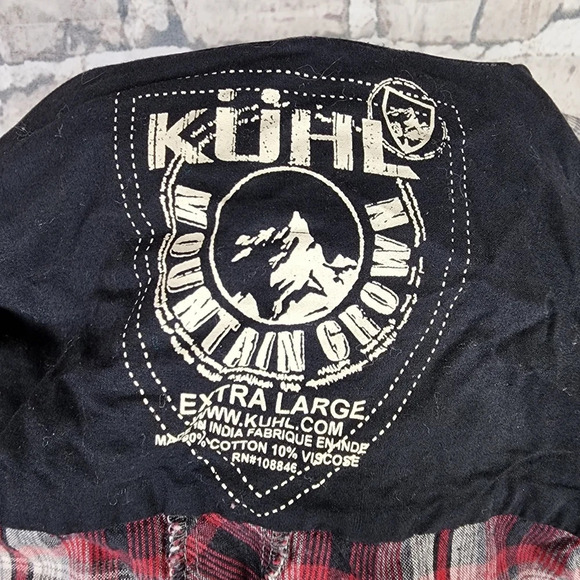 Kuhl Button Front Shirt Long Sleeve Plaid Red Black Cream Size  XL - Picture 2 of 13